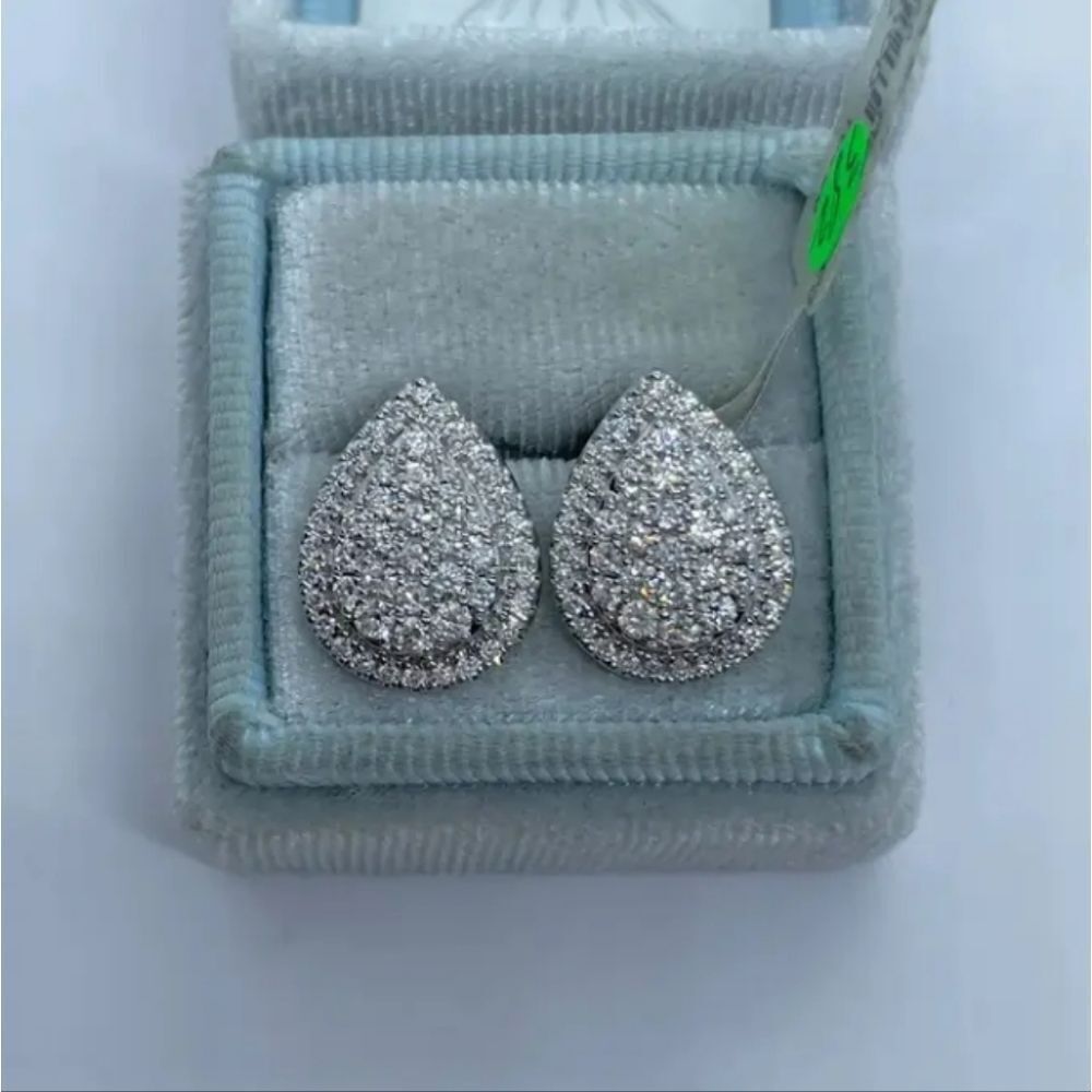 Tear Drop Pear Diamond Earrings - Picture 4 of 6